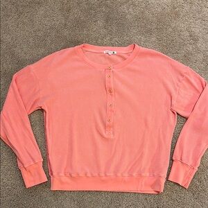 Sundry Coral Long Sleeve Henley Top Excellent Condition Size 1 Small